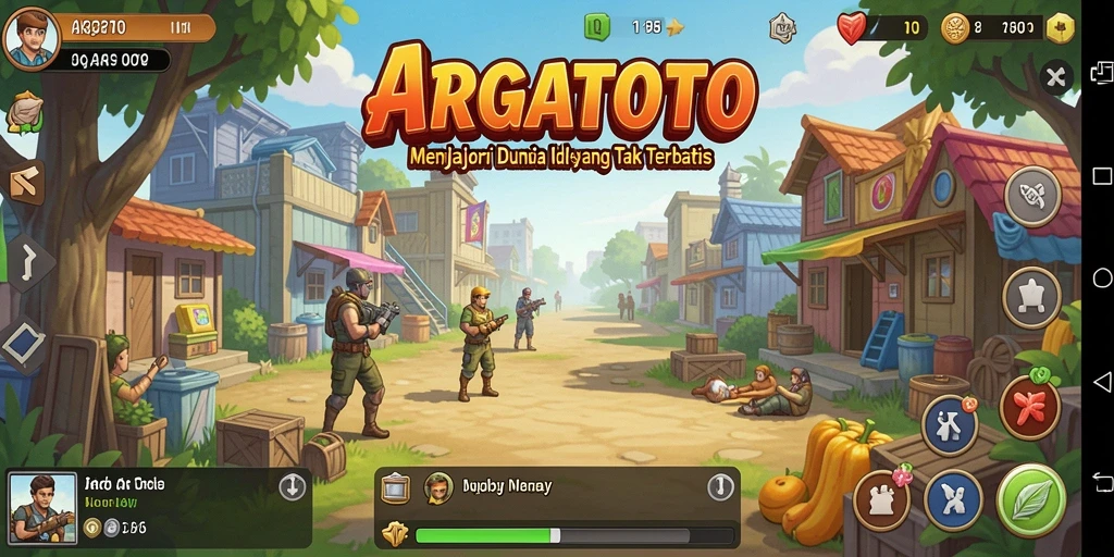 Tangkapan layar utama ARGATOTO menampilkan gameplay Idle yang menarik.