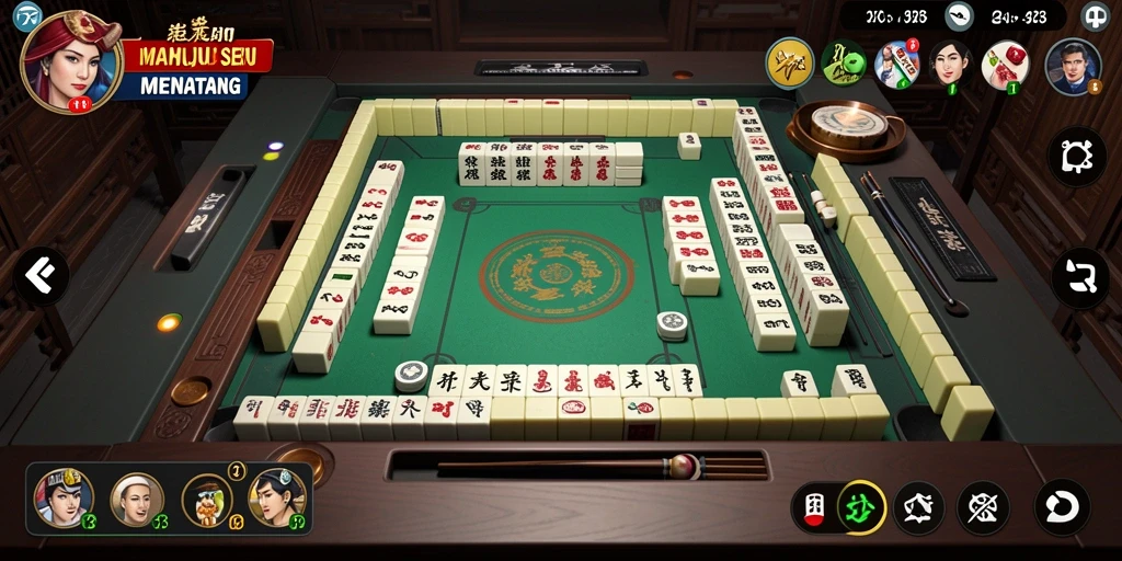 Tampilan gameplay seru dari D73 dengan desain ubin Mahjong yang menarik.