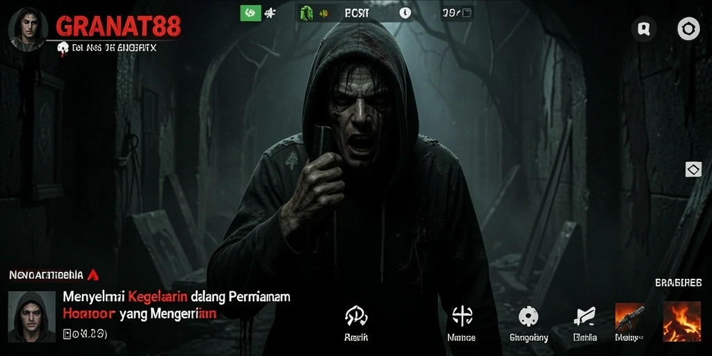 Tampilan gameplay seram di dunia penuh hantu.