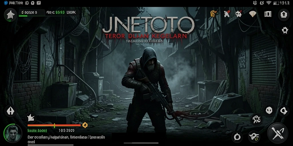 Screenshot menampilkan suasana gelap dan menakutkan dari gameplay JNETOTO.