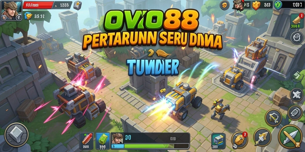 Screenshot OVO88 menampilkan aksi menegangkan dari gameplay Tower Defense.
