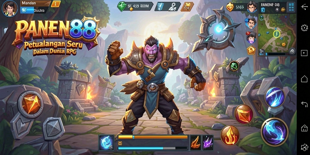 Tampilan menarik dengan karakter dan lingkungan RPG yang kaya.