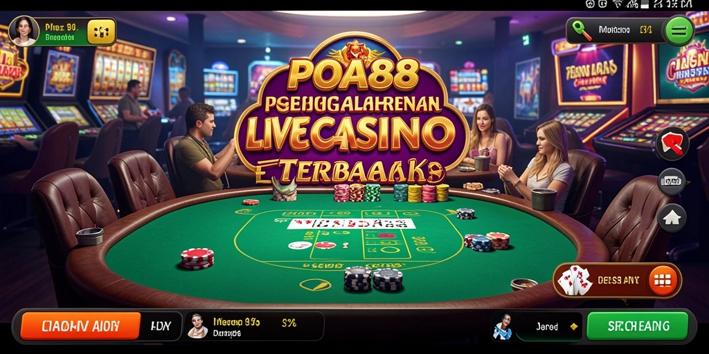 Screenshot utama POA88 menampilkan dealer langsung dan permainan seru.