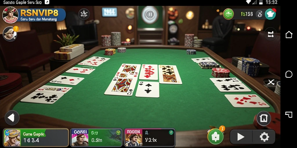 Screenshot RSNVIP8 menunjukkan gameplay Gaple yang seru dan menegangkan.