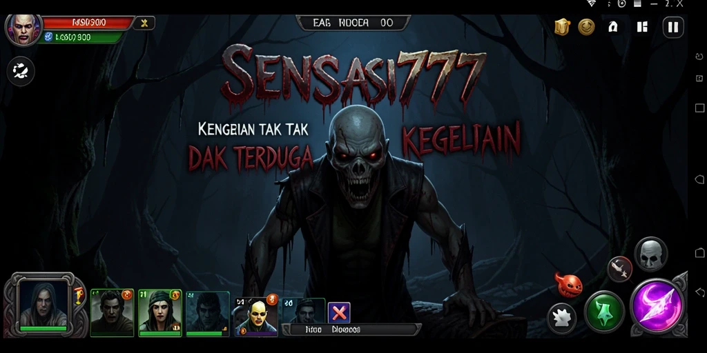 Screenshot menampilkan gameplay menegangkan SENSASI777 di suasana gelap.