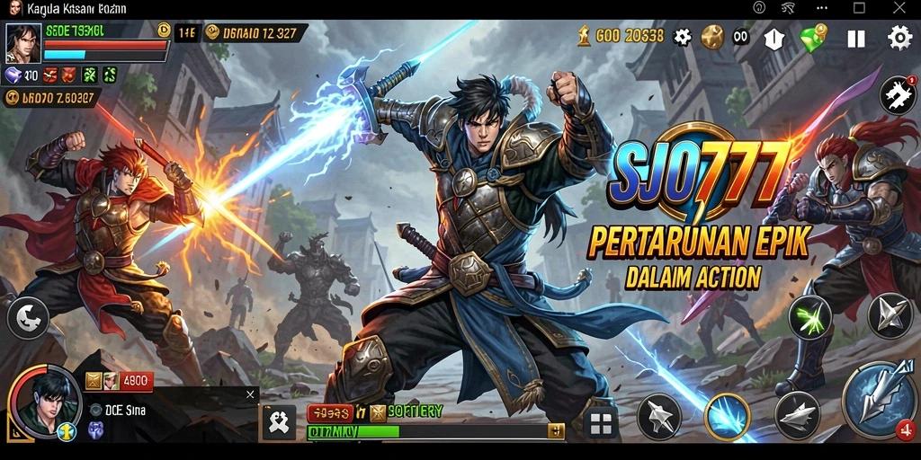 Tampilan gameplay SJO777 dengan pertempuran yang mendebarkan.