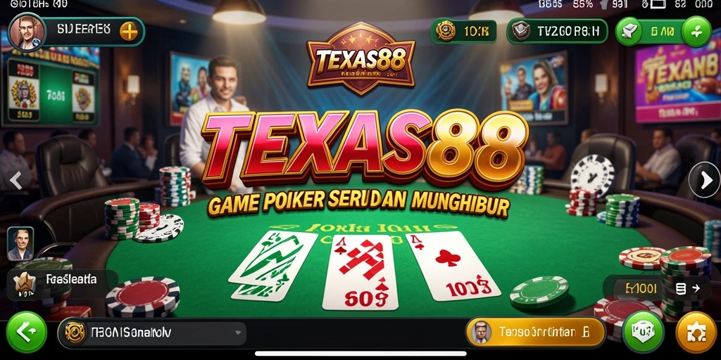 Screenshot gameplay inti TEXAS88 menghadirkan suasana Poker yang mendebarkan.