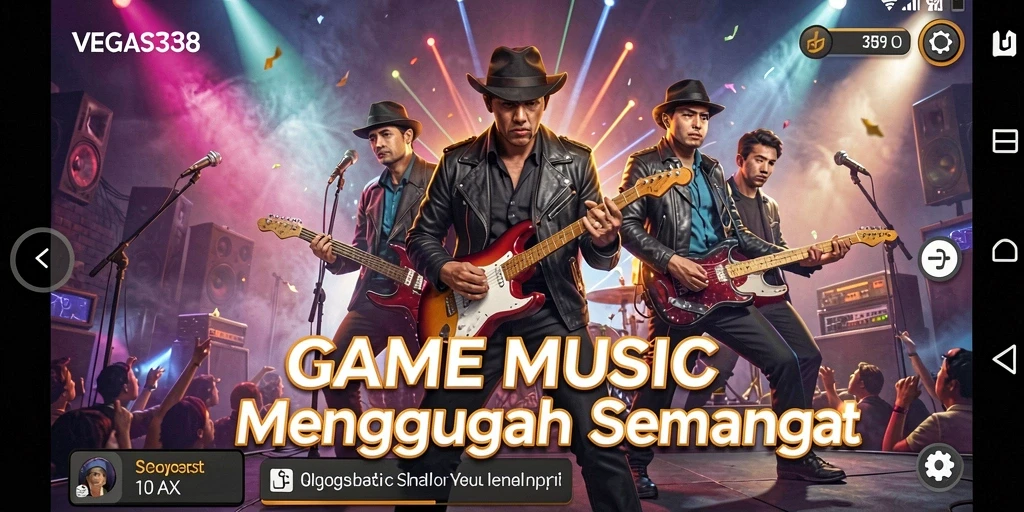 Tampilan gameplay seru dari VEGAS338 dalam aksi penuh musik.