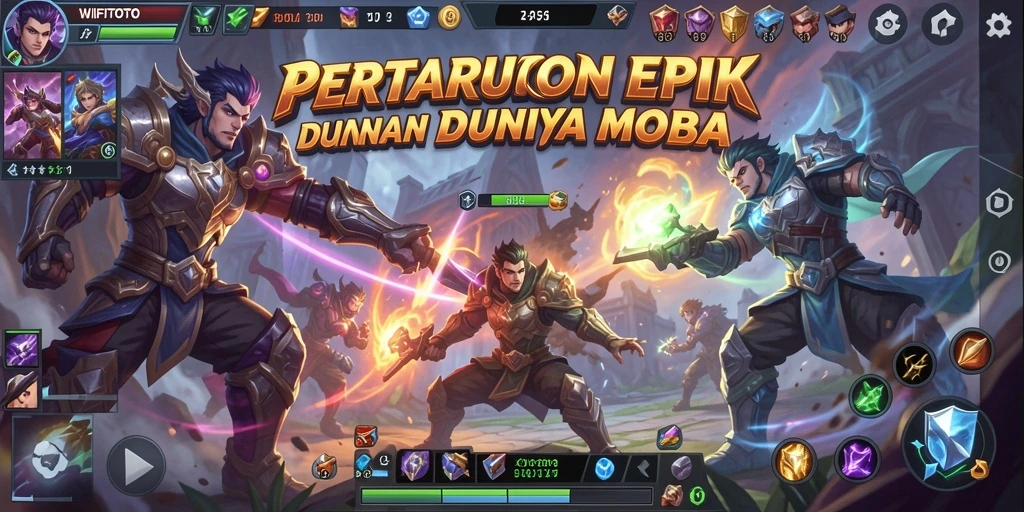 Tangkapan layar utama WIFITOTO menampilkan aksi seru dalam pertempuran tim MOBA.