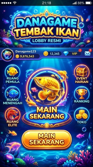 Tampilan antarmuka pengguna dari aplikasi Danagame.